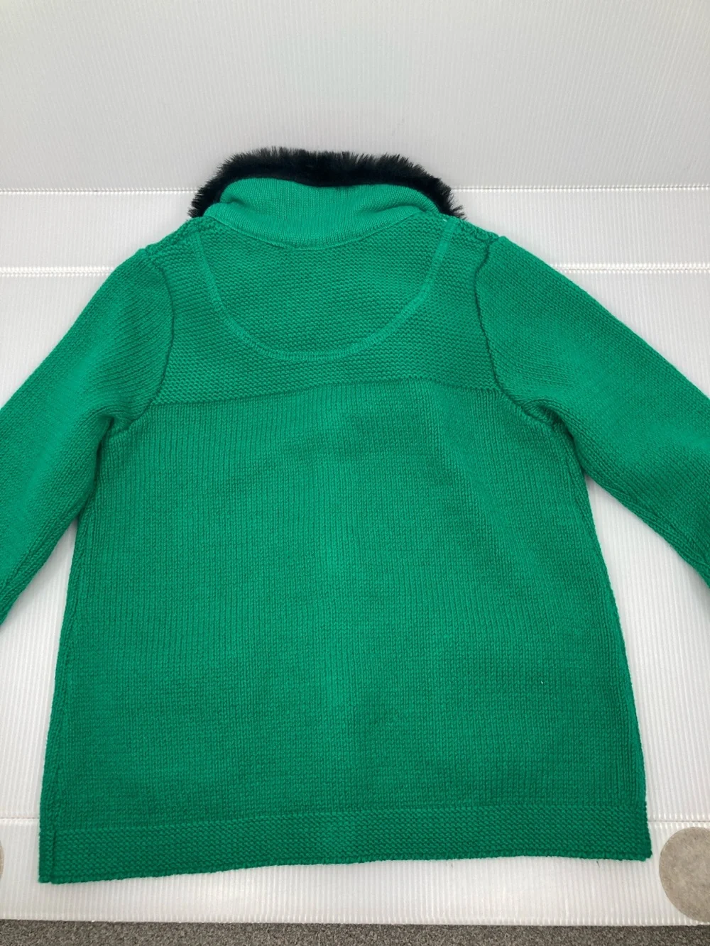 Gymboree Faux Fur Collar Knit Cardigan Sweater Bow Pockets Green NWT S601